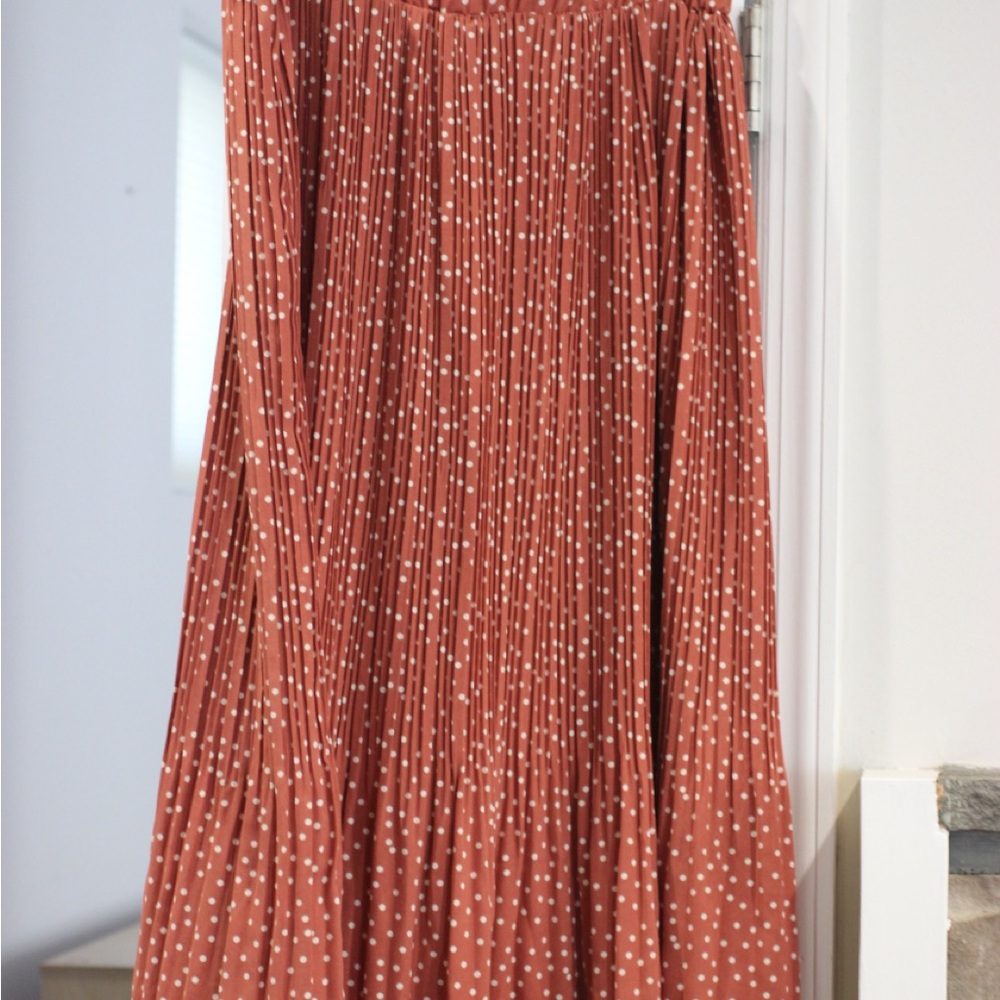Parabler Rust Polka Dot Pleated Maxi Skirt XXL – NWOT